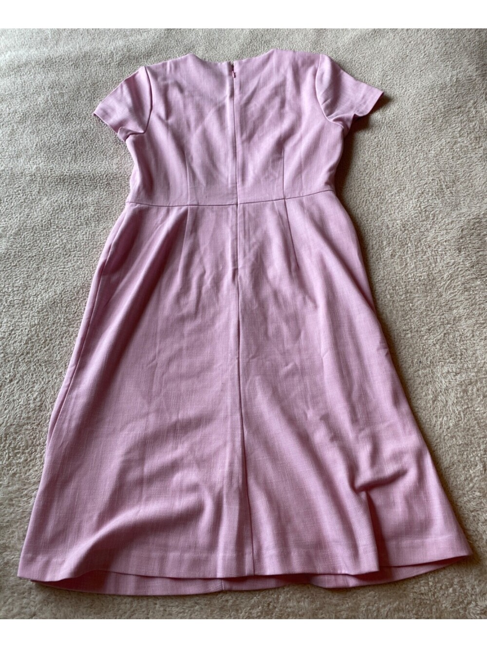 Ann Taylor Pastel Pink Slub Weave Dress Women's Petite 8P Cool Fabric LINED - Picture 6 of 10